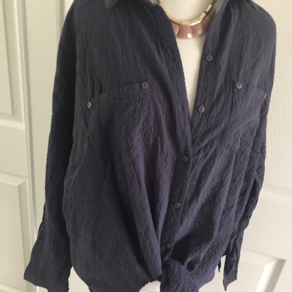 Free People Blue Button-down Hi-lo Shirt XS - Picture 5 of 7